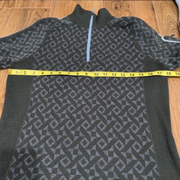 Title Nine Womens Super Power 1/4 Zip Merino Blend Sweater Size Small Green/Gray - Picture 9 of 11